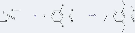 2,4,6-Trihydroxybenzoic acid can react with sulfuric acid dimethyl ester to get 2,4,6-trimethoxy-benzoic acid methyl ester